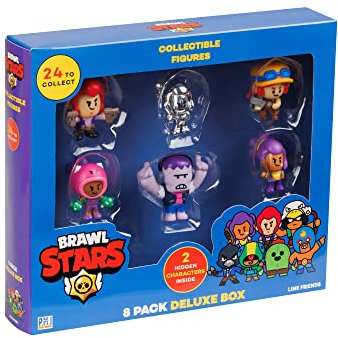 Brawl Stars Mini-Figuren zum Sammeln, Deluxe, 8 Stück, 2 Mystery-Charaktere, 1 Silberne Hautfigur, 5,1 cm Figuren, P.M.I. Offizielles Lizenzprodukt, Supercell, Geschenk für Gamer, Spielzeug