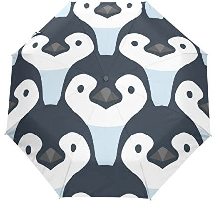 GAIREG Niedlicher Regenschirm mit Pinguin-Baby-Muster, zusammenklappbar, automatisch, kompakt, leicht, für Regen
