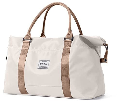 Reisetasche Damen Handgepäck Tasche Sporttasche Weekender Bag Schwimmtasche Wasserdicht Travel Bag Duffle Bag Fitnesstasche Trainingstasche Krankenhaustasche,E8-Beige Braun