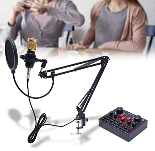 Audio Mixer Kondensatormikrofon Kit Gaming Mikrofon Mit VBS Soundkarte Und Kragarmhalterung USB Microphone Für Live-Streaming, Gesang,Gamer