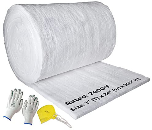 Keramikfaser-Isolierung – 61 x 2,5 cm (dick) – hohe Dichte 1315 °C – feuerfeste Isolationsschicht für Öfen, Öfen, Schmieden, Öfen, Kessel, Pizzaöfen – Geschirrspüler-Isolierdecke