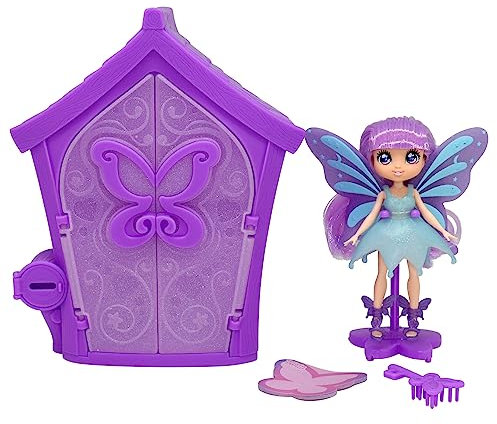 Pixie Flitzies Traum-Pixie-Puppe inklusive Haus mit Türen, die Sich öffnen Lassen, 13 cm große duftende Puppe mit Haarbürste, Notizbuch und Sammelbogen, geeignet für Kinder ab 3 Jahren