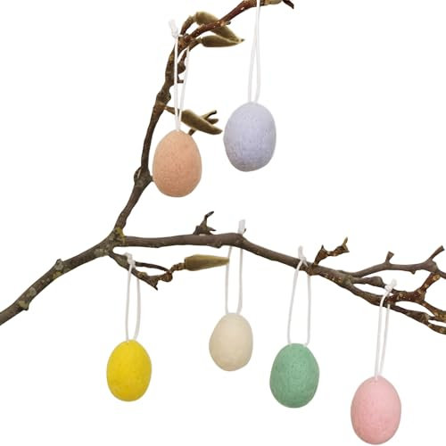 Papierdrachen 6 Filzostereier Pastellfarben - Osterdeko für Sträucher und Weiden - Dekoration Ostern 2024