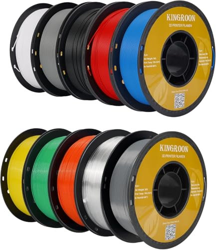 kingroon 3D Printer Filament PLA 3D-Druckerfilament,… (Polymilchsäure, Schwarz, weiß, grau, blau, gelb, gelb -grün transparent orange silber pla)
