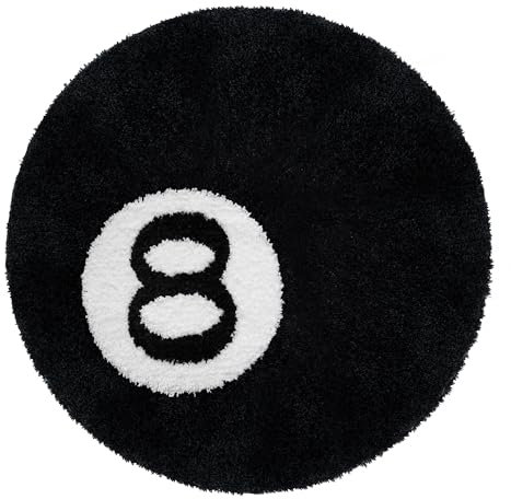 Ezuwail 8 Ball Teppich, großer runder Teppich für 8 Bälle Dekor, Hypebeast Pool 8 Ball Teppich Teppich für Schlafzimmer Wohnzimmer, weicher Stussy Teppich für Party-Dekoration (101,6 cm, Schwarz)