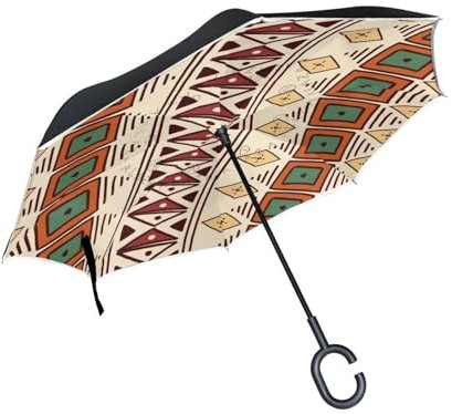 Exotisches Gelbes Muster Invertierter Regenschirm UV-Schutz Winddichter Umbrella Invertiert Schirm Kompakt Umkehren Schirme für Auto Jungen Mädchen Reise Strand Frauen