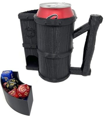 MunnyGrubbers - Mug Dice Tower - No Paint Odorless Insulated Cup Can Dice Tower - (Random 7PCS D20 Dice Set Included) - Dice Jail - Dice Holder - Dungeons and Dragons - DND Gift - (Black)