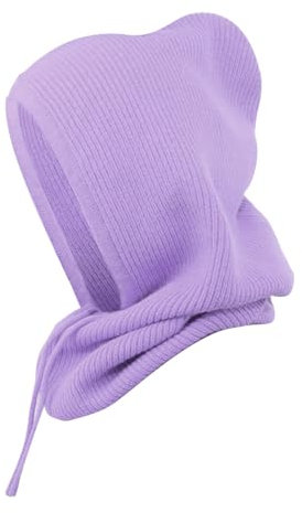MoreChioce Mütze Damen Winter,Wintermütze Schalmütze Strickmützen Sturmhaube Warme Kapuzen Schal Balaclava Winddichter Hut Beanie Mütze Kapuzenschal Wintersport und Outdoor-Sportartikel,Lila
