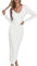 VOGMATE Robe Pull Femme Dos Nu Moulante Sexy Bodycon Dress Skims Manche Longue Robe Soiree Cocktail Chic Club Libertin Blanc XL