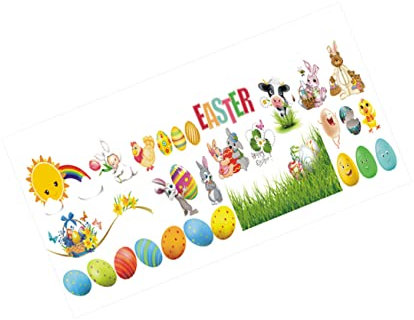 1 Blatt Osterhasen-Dekoration Aufkleber Tapete Kinder selbstklebende Aufkleber Osterfest-Aufkleber wandtattoo ostern dekor Karikatur Applikationen bilden schmücken Wandtattoos