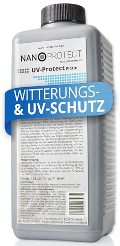 Nanoprotect UV-Protect | Holzöl | UV-Schutz | Witterungsschutz | Langzeitschutz gegen Vergrauung, Austrocknung und Rissbildung | 1 Liter | Platin - hellgrau | Für ca. 7-10 m²