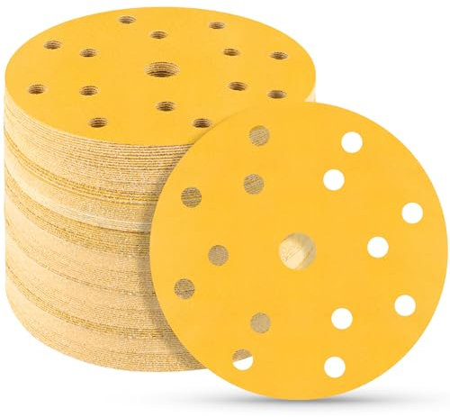 STEBRUAM 50pcs 150mm Sanding Discs,320 Grit 6 inch 15 Holes Hook and Loop Sanding Pads for Random Orbital Sander Pads and All Oscillating Tools