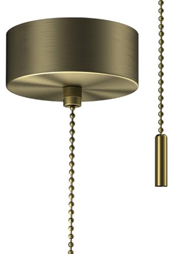 BrightArk Bathroom Light Pull Cord Switch Ceiling Mounted Antique Brass Light Pull Switch Chain Kit Replacement Pull Cord Shower Switch for Stylish Upgrade Bathroom Fittings Pull Cord Round Cylinder