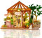Cuteefun Maison de Poupée en Bois DIY Miniature Jardin, Mini Maison de Poupée avec LED, Artisanat en Bois pour Adultes et Adolescents à Construire, Anniversaire, Cadeau de Noël (Fleur et Café)