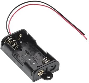2x AA 3V Battery Holder Case with Leads - Plastic Storage Box with Wires 150mm for DIY. Compatible with (2 Slot x 1.5V) Batteries
