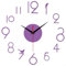 Orologio da parete fai da te, numeri adesivi per decorazione creativa della casa (viola)