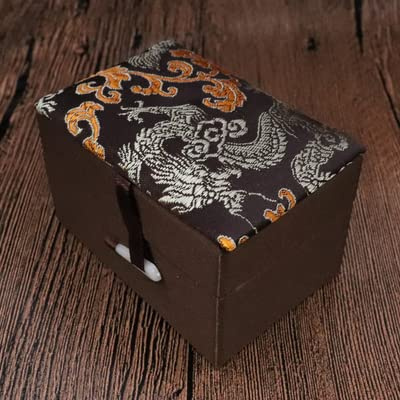 Chinese Vintage Brokat Schmuck Sammlung Box, 4,13 x 2,56 x 2,56 Zoll Chinesische Schmuckschatulle aus Seidenbrokat, mit Baumwolle gefüllt, Vintage-Geschenkverpackung, Aufbewahrungsbox for Armbänder un