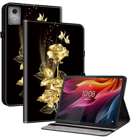 XFDSFDL® Étui pour Lenovo Tab K11 Plus TB352FU (11,45 Pouces) PU Cuir Housse Flip Coque Rose d'or Motif avec Support Portefeuille Protection Cas 02