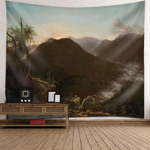 Skcess Wall Tapestry Grün, Polyester Wandteppich Natur Berg Landschaft Tapisserie für Wohnzimmer Schlafzimmer Wohnheim Wanddeko Wandteppich 350x256CM