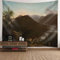 Skcess Wall Tapestry Grün, Polyester Wandteppich Natur Berg Landschaft Tapisserie für Wohnzimmer Schlafzimmer Wohnheim Wanddeko Wandteppich 350x256CM