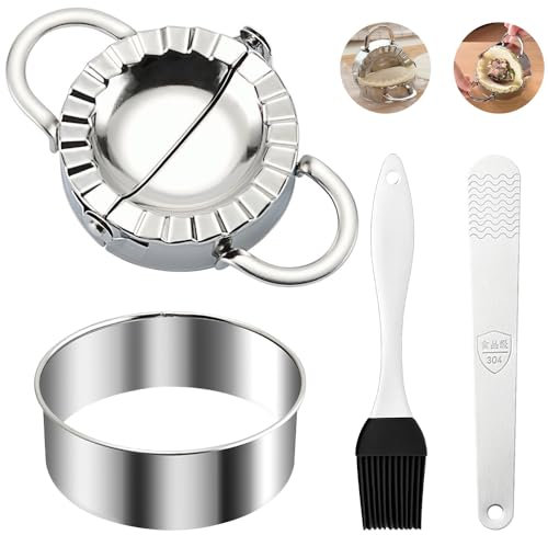 Edelstahl Dumpling Maker, 3 Set Ravioli Former, Ravioli Ausstecher Ravioli Mold Teigtaschenformer Set für Küche Herstellung Dumpling Ravioli