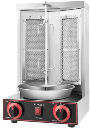 Dönergrill Edelstahl 3000W 220V Döner Kebab Maschine 360° Drehbar Rotisserie Dönergrill Vertikal Elektrische Grill für Hähnchen Dönerspieß