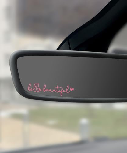 Flaconi Auto-Aufkleber,Hello Beautiful Rückspiegel-Aufkleber,Vinyl Rückspiegel Aufkleber,Heckscheibenaufkleber Auto,Autoaufkleber,Heckscheibenaufkleber für Autorückspiegel,Mädchen und Frauen (Rosa)