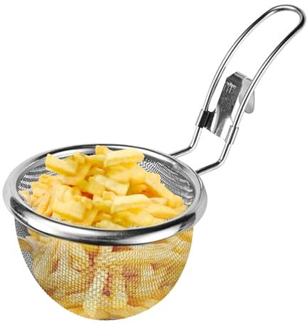 Scolapasta in acciaio inossidabile - Manico scolapasta per patatine fritte | Colino per noodle cinesi giapponesi | Colino per gnocchi colino | Scolapasta da appendere per pentole calde | Scolapasta