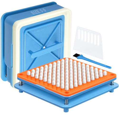 E-feilai Capsule Filling Machine, Manual Capsule Filler Tool,100 Holes Pill Mold, 00 Capsules Maker, Tablet Holder Tray for Gelatin Veggie Vitamins, Herbs(Blue, 00)