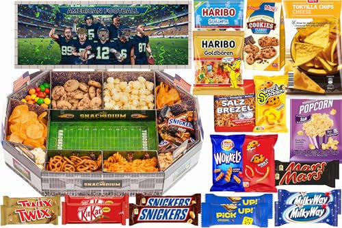 American Football Snackstadion Pro 2025 - Einizgartiges Geschenk für echte Football Fans, Echtes Stadionfeeling für Zuhause.Super Bowl 2025 passend zur NFL - FARBEN Auswahl (Blau/Grün)