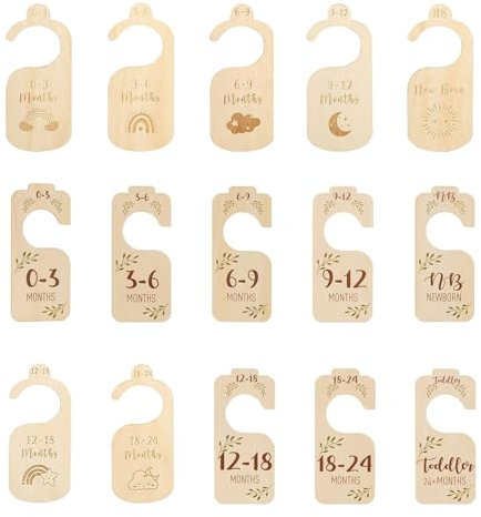 Baby Kleiderbügel Größentrenner für Baby Kleidungsorganisation Größenordnung Sortierung Babygrößentrenner ideal für die Aufbewahrung von Babykleidung und Ordnung im Kinderzimmer(2 Sets 15 pcs)
