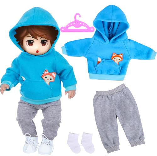 Fizdoqg Puppenkleidung 35-45 cm Baby Puppe Kleidung Puppenkleider Set, Kleidung Outfits für Baby Puppen mit Weiße Socken und Kleiderbügel für Kinder Geschenke Jungen (Blau)