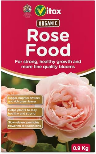 Vitax Organic Rose Food 0.9kg | Traditional Slow-Release Fertiliser with Magnesium | Enriched with Poultry Manure & Potash for Abundant Blooms | 100% Organic Soil Improver for New & Established Roses