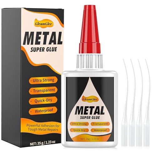 Sekundenkleber Metall extra stark 35g - Metallkleber wasserfest, hitzebeständig, schnelltrocknend, transparenter & Verschluss gegen Austrocknung - zum Verkleben von Metallen aller Art