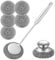 Schrubber Set aus robustem Edelstahl – langer & kurzer Griff mit 5 Stahlwoll-Pads, Gusseisen & Topfschrubber für Geschirr, Pfannen, Grills, Herde