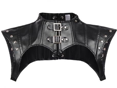 Cdecgo Damen Steampunk-Schulterpanzer, Gothic-Lederjacke, Gothic, mit Nieten für Halloween, Cosplay