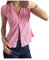 Dubute Chemisier d'été décontracté à manches courtes et col en V pour femme - Chemise boutonnée à carreaux Y2K, Rayures roses, L