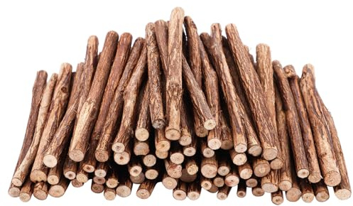 YAYODS 200 Stück Holzstäbe mit Baumrinde 10cm Lang - Natur Holzstab Rund Ø 5-8mm - Holzstäbchen Holzstäbe zum Basteln - Äste und Zweige Deko Handwerk - Zweige Handwerk Log Sticks für DIY, Wohnkultur