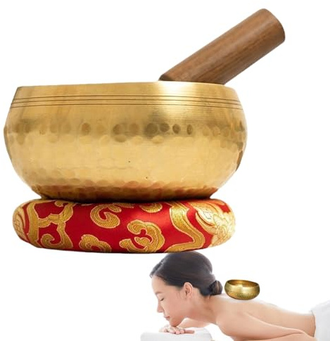 Bol chantant tibétain fabriqué à la main – Bol sonore avec coussin et maillet | Bols chantants de méditation pour la des chakras, la pratique du yoga, la pleine conscience et la décoration