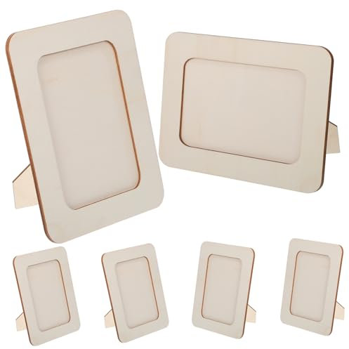 TOPBATHY 6 Stück Holz Bilderrahmen für Diy Fotos Unvollendete Tischaufsteller Stabilem Holz Rustikale Fotorahmen für Familie Hochzeit und Geburtstag