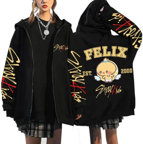 KASENFASHION Kapuzenpullover-Y2K Hoodie mit Zip Süße BangChan Lee Know Changbin Hyunjin Han Felix Seungmin I.N Motive Unisex Harajuku Streetwear