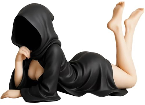 Mysterious Statue Black Robe Anime Girl Figure Gothic Ornaments Collectible 10cm Dark Mysterious Girl Figure Desktop Bookshelf Decoration Gift