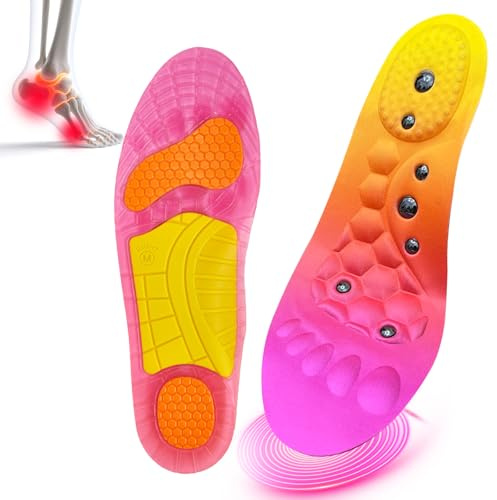 SGQTGIMU Magnetische Einlegesohlen zum Abnehmen 27.2cm Akupressur Einlegesohlen Magnet Einlegesohlen Einlegesohlens original für Männer & Frauen Rosa (M)-EU 40-43