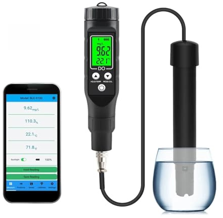 AUBEST Bodenmessgeräte, Professionelles Messrät for lösten Sauerstoff BLE-9100 Intellinter Analysator for lösten Sauerstoff Sauerstoffkonzentrationstester(Complete Products)