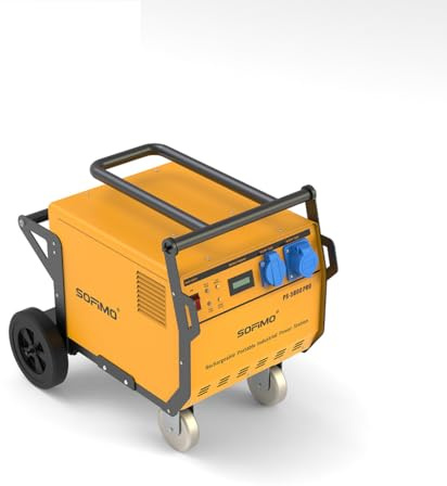 SOFIMO PS-5800PRO Industrial Portable Power Station - 5000W AC Output, 5627Wh NCM Lithium Battery, 2 Hours Fast Charge, Wheeled IP-Rated Jobsite for Outdoor Lighting, Welding & Construction