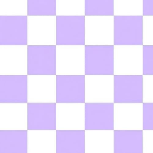 DERUINVAIO Self Adhesive Feature Removable Purple White Checkered Design Peel and Stick Vinyl Wallpaper Roll, Sticky Lining Paper for Bedroom, Living Room, Kitchen Walls