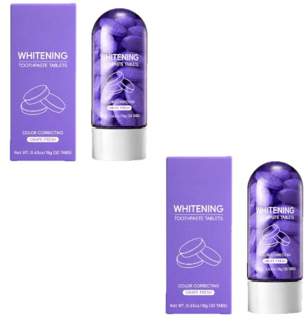 60 Pack Toothpaste Tablet Bits,Purple Toothpastes for Teeth Whitening | Chewable Mouthwash Whitening Bite Tablets,Brighten Teeth, Freshen Breath & Remove Stains