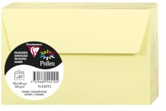 Clairefontaine 5451C - Packung mit 20 Umschläge Pollen, 9 x 14 cm, 120g, ideal für Einladungen und Korrespondenz, Kanariengelb, 1 Pack