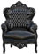 Casa Padrino Barock Sessel 'King' Schwarz/Schwarz Lederoptik