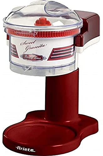 Ariete 78 Picadora de Hielo Sweet Granita Party Time, 30 W, triturador hielo extraíble, hoja acero inoxidable, fácil limpiar y desmontar, tapa on/off, rojo y blanco